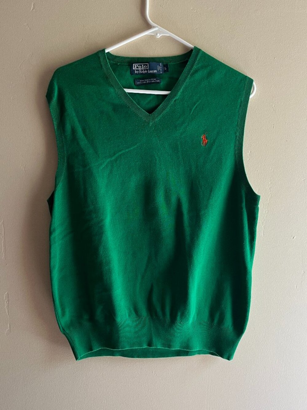 Polo by Ralph Lauren green cotton sweater vest spring preppy tennis golf summer